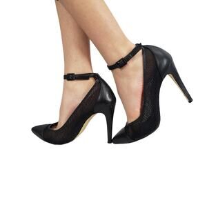 BCBGeneration Cynthia Women's Black Mesh Ankle Strap Pump Size 8.5M